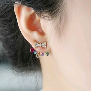 Rhinestone Bow Earring Jackets